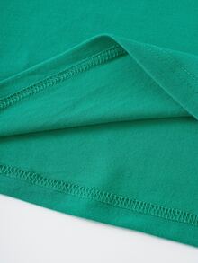 SHEIN LUNE Heart And Letter Graphic Tee - Green - View 5