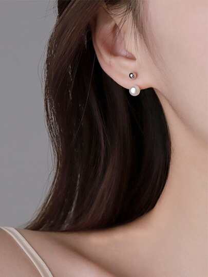 人造珍珠裝飾耳釘