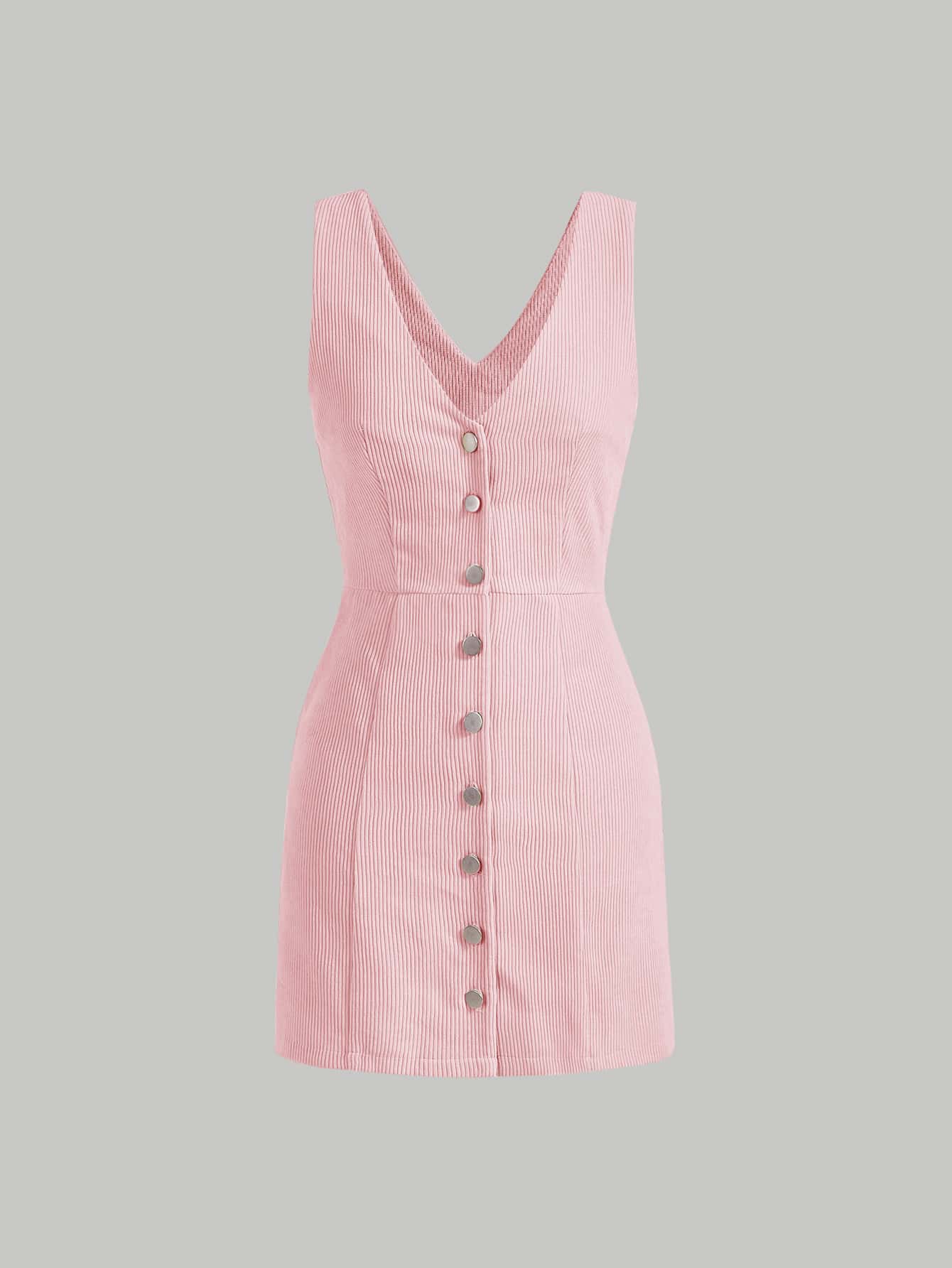 SHEIN MOD Button Front Sleeveless Dress - Baby Pink - View 1