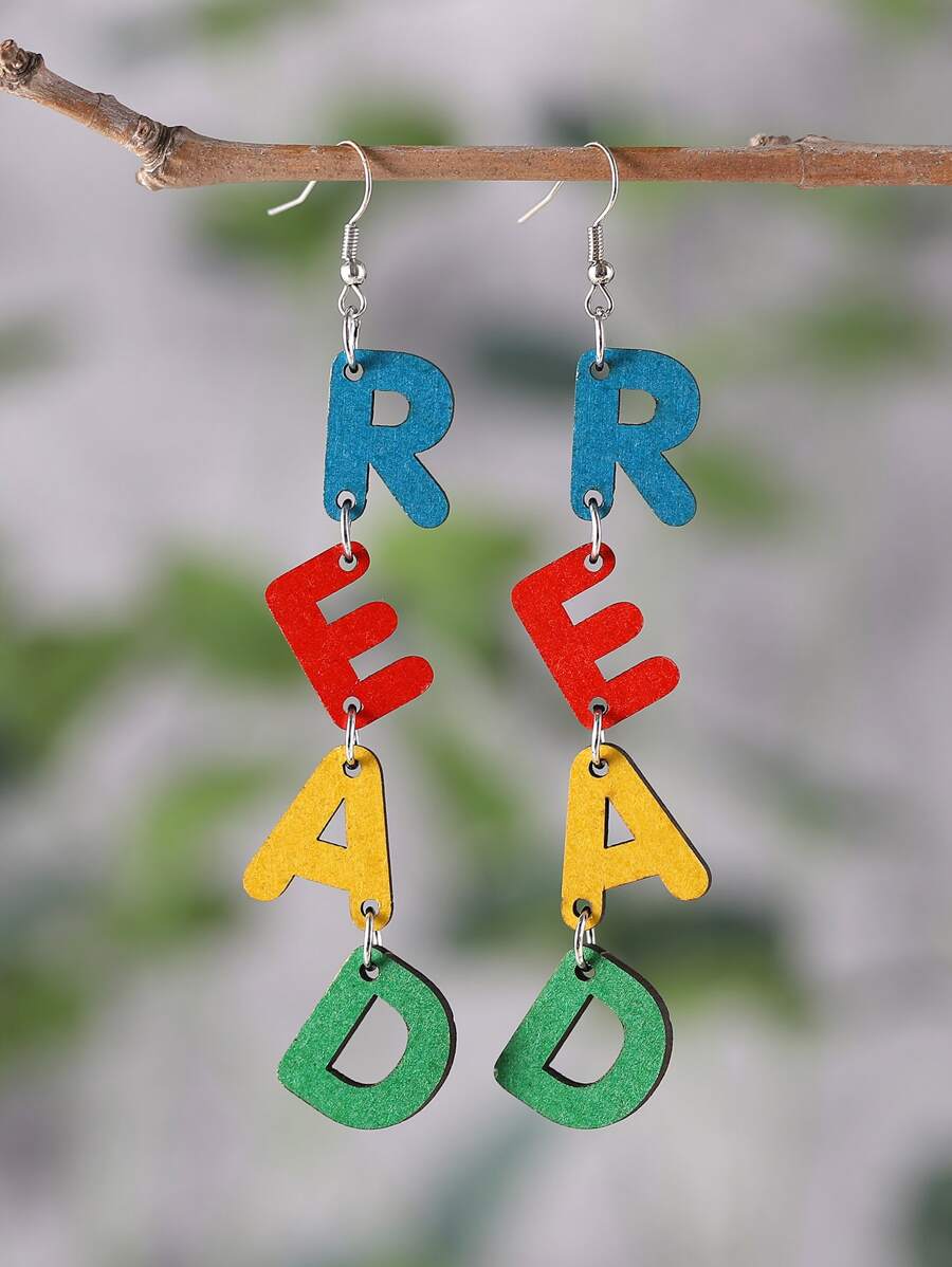 Letter Drop Earrings - Multicolor - View 1