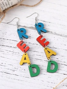 Letter Drop Earrings - Multicolor - View 5