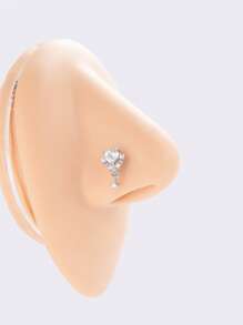 不銹鋼水鑽裝飾鼻釘適合女士和女孩 - 銀色 - 查看 1