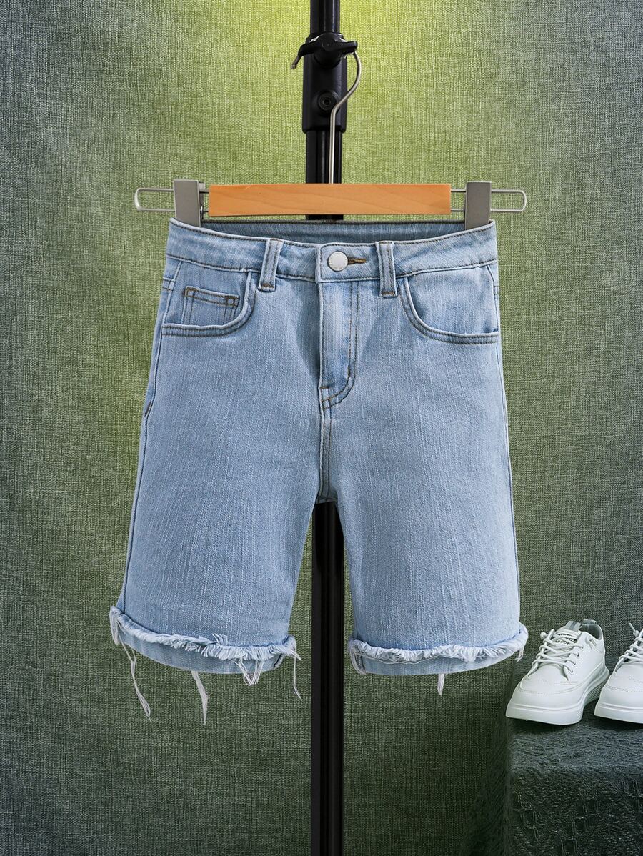 SHEIN 男孩毛邊牛仔短褲