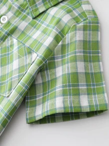 Đứa bé trai In kẻ sọc Nơ mặt trước Áo sơ mi & Quần short - Nhiều màu - Xem 3
