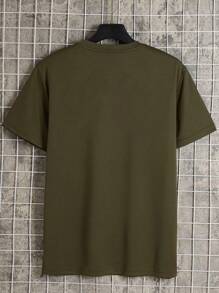 Men Slogan Graphic Tee - Army Green - View 2