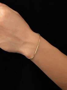 時尚流行1入組時尚簡約男士手鍊日常裝飾銅首飾禮物和時尚外觀 - 金黃色 - 查看 1