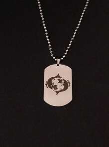 1入組時尚不銹鋼星座圖案幾何吊墜項鍊適合男士日常裝飾 - 銀色 - 查看 13