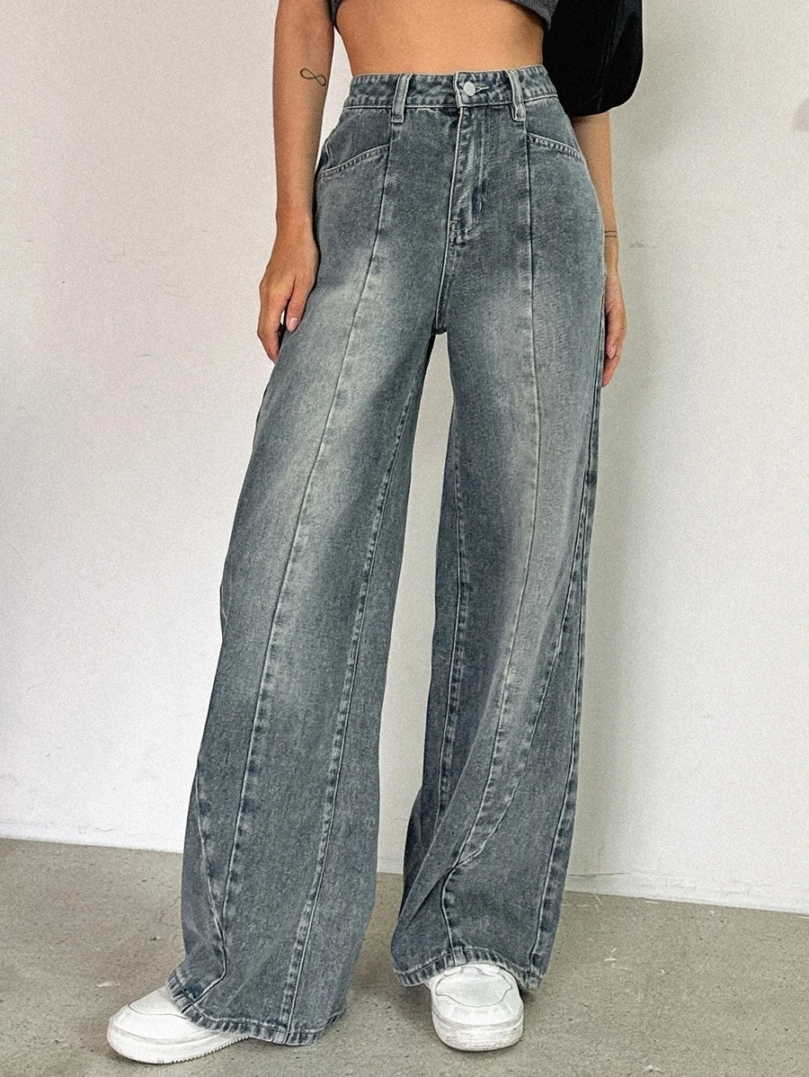 DAZY Wide Leg Jeans - Dark Wash - View 1