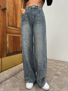 DAZY Wide Leg Jeans - Dark Wash - View 2