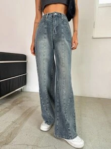 DAZY Wide Leg Jeans - Dark Wash - View 10