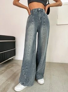DAZY Wide Leg Jeans - Dark Wash - View 6
