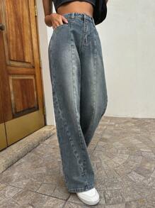 DAZY Wide Leg Jeans - Dark Wash - View 8