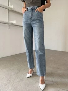 DAZY Denim mùa giặt Quần legging thẳng - Rửa nhẹ - Xem 1