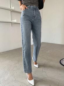 DAZY Denim mùa giặt Quần legging thẳng - Rửa nhẹ - Xem 5