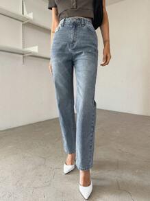 DAZY Denim mùa giặt Quần legging thẳng - Rửa nhẹ - Xem 6