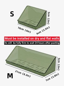 1pc Plastic Bathroom Storage Rack, Simple Green Punch-free Wall Mounted Shelving Storage Unit For Bathroom Laundry - Dark Green - View 2