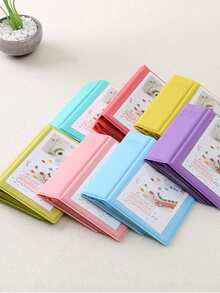1pc Car & Letter Graphic Mini Photo Album, Simple Portable Photo Card Case For Photo, Card Storage - Pink - View 3