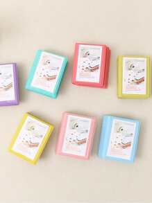 1pc Car & Letter Graphic Mini Photo Album, Simple Portable Photo Card Case For Photo, Card Storage - Pink - View 5