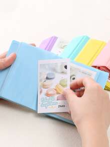 1pc Car & Letter Graphic Mini Photo Album, Simple Portable Photo Card Case For Photo, Card Storage - Pink - View 6