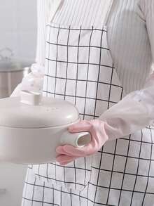 2pcs/set PVC Household Glove, Modernist Figure Graphic Waterproof Dishwashing Glove For Home - Pink - View 1