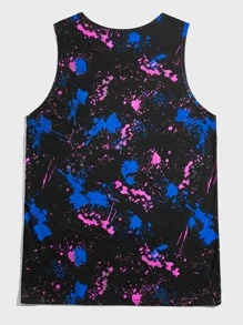 GENTILAND Men Reflective Cartoon and Brush Stroke Print Tank Top - Multicolor - View 3
