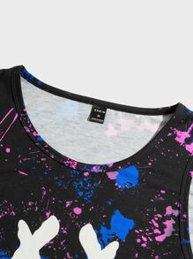 GENTILAND Men Reflective Cartoon and Brush Stroke Print Tank Top - Multicolor - View 4