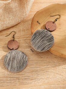 1雙波西米亞復古風豹紋印花圓形懸垂耳環 - 彩色 - 查看 3