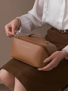 1入組便攜化妝包 - 棕色 - 查看 2