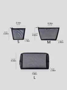 QYeah 1pc Solid Makeup Mesh Storage Bag, Minimalist Polyamide Storage Bag For Home - Black - View 4