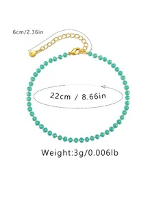 1pc Boho Bead Decor Anklet For Women For Daily Decoration - Turquoise - View 4