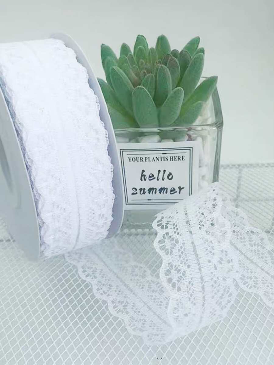 1pc - 5 Yards Lace Trimming Ribbon For Diy Clothing Decoration, Knitting Tablecloth Or Sofa Lace Fabric Sewing Material (excluding Paper Shaft)