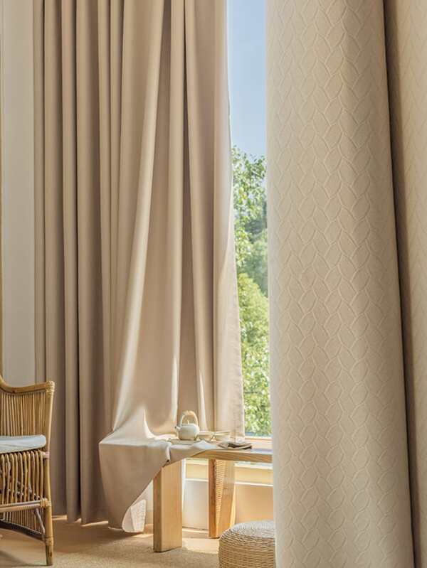 1 قطعة ستارة بيج ، ستارة تعتيم من البوليستر الاسكندنافي لغرفة النوم وغرفة المعيشة