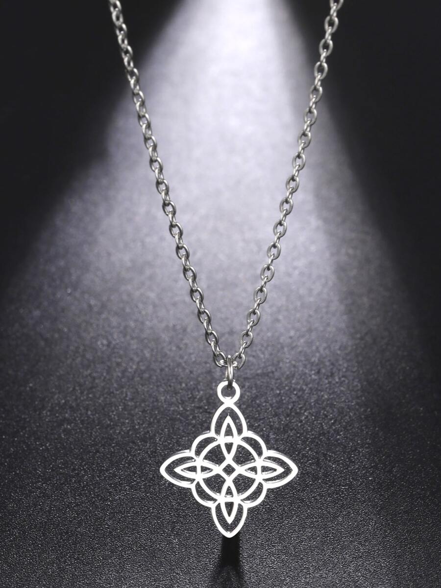 1 Dây Thép Không Gỉ Thời Trang Khoét Hở Hình Học Mặt Dây Chuyền Vòng Cổ Cho Nữ Trang Trí Hàng Ngày - Bạc - Xem 1