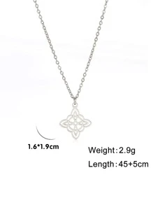 1 Dây Thép Không Gỉ Thời Trang Khoét Hở Hình Học Mặt Dây Chuyền Vòng Cổ Cho Nữ Trang Trí Hàng Ngày - Bạc - Xem 3