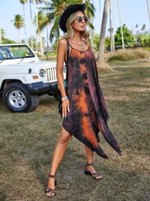 SHEIN VCAY Đầm Bất đối xứng Lộ Lưng Cà vạt nhuộm Giải trí - Nhiều màu - Xem 5