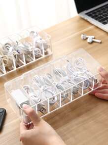 Hộp lưu trữ cáp nhựa 1pc, hộp lưu trữ rõ ràng tối giản cho gia đình - Trong sáng - Xem 1