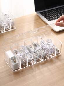 Hộp lưu trữ cáp nhựa 1pc, hộp lưu trữ rõ ràng tối giản cho gia đình - Trong sáng - Xem 2