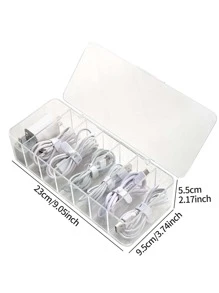 Hộp lưu trữ cáp nhựa 1pc, hộp lưu trữ rõ ràng tối giản cho gia đình - Trong sáng - Xem 3