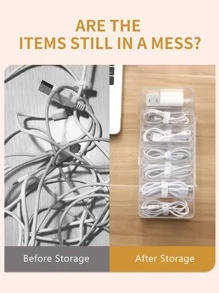 Hộp lưu trữ cáp nhựa 1pc, hộp lưu trữ rõ ràng tối giản cho gia đình - Trong sáng - Xem 4