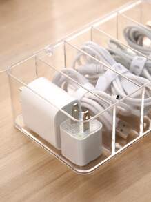 Hộp lưu trữ cáp nhựa 1pc, hộp lưu trữ rõ ràng tối giản cho gia đình - Trong sáng - Xem 7
