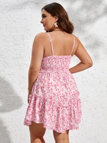 Dreamara Vestido de tirantes con estampado floral bajo con fruncido - Multicolor - Ver 3