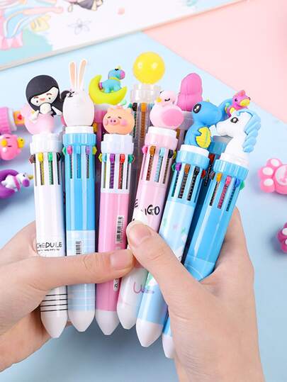 1支裝動物裝飾圓珠筆學生創意便攜式書寫筆兒童