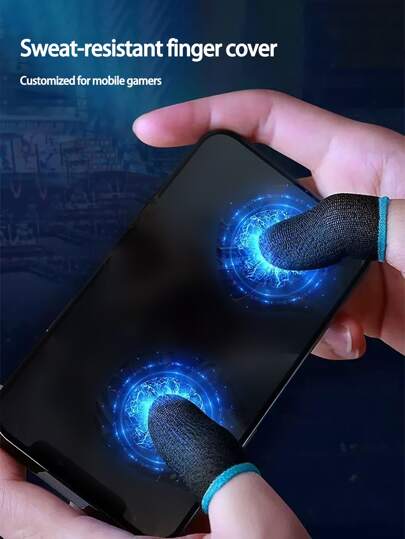 10pcs Nylon Random Color Ultra-Thin Anti-Slip Sweat-Proof Gaming Touch Screen Finger Sleeves, For More Comfortable And Sensitive Operation