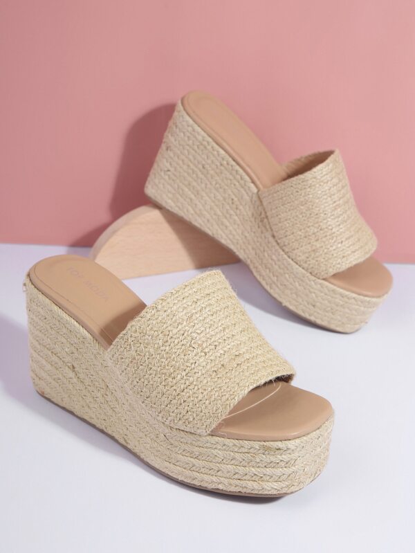 Raffia Espadrille Platform Wedge Heels SHEIN USA