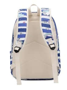 3入組組合包後背包方包條紋和卡通圖案 - 寶藍色 - 查看 4