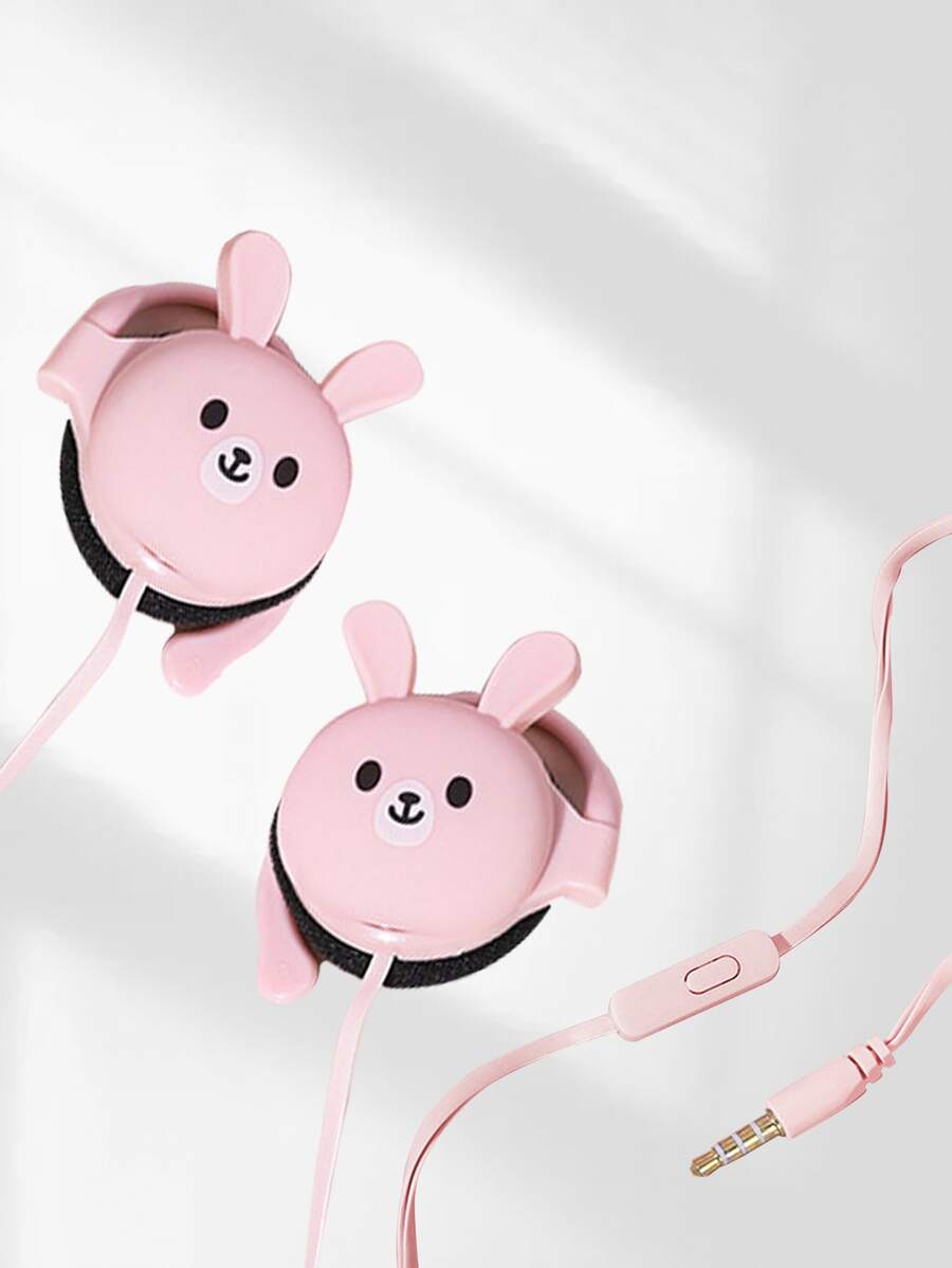 Cartoon Rabbit Design Wired Headset - Pink - View 1