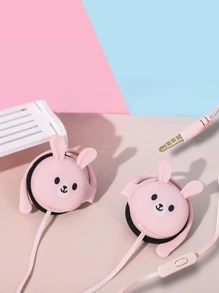 Cartoon Rabbit Design Wired Headset - Pink - View 2