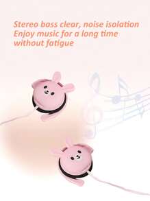 Cartoon Rabbit Design Wired Headset - Pink - View 3