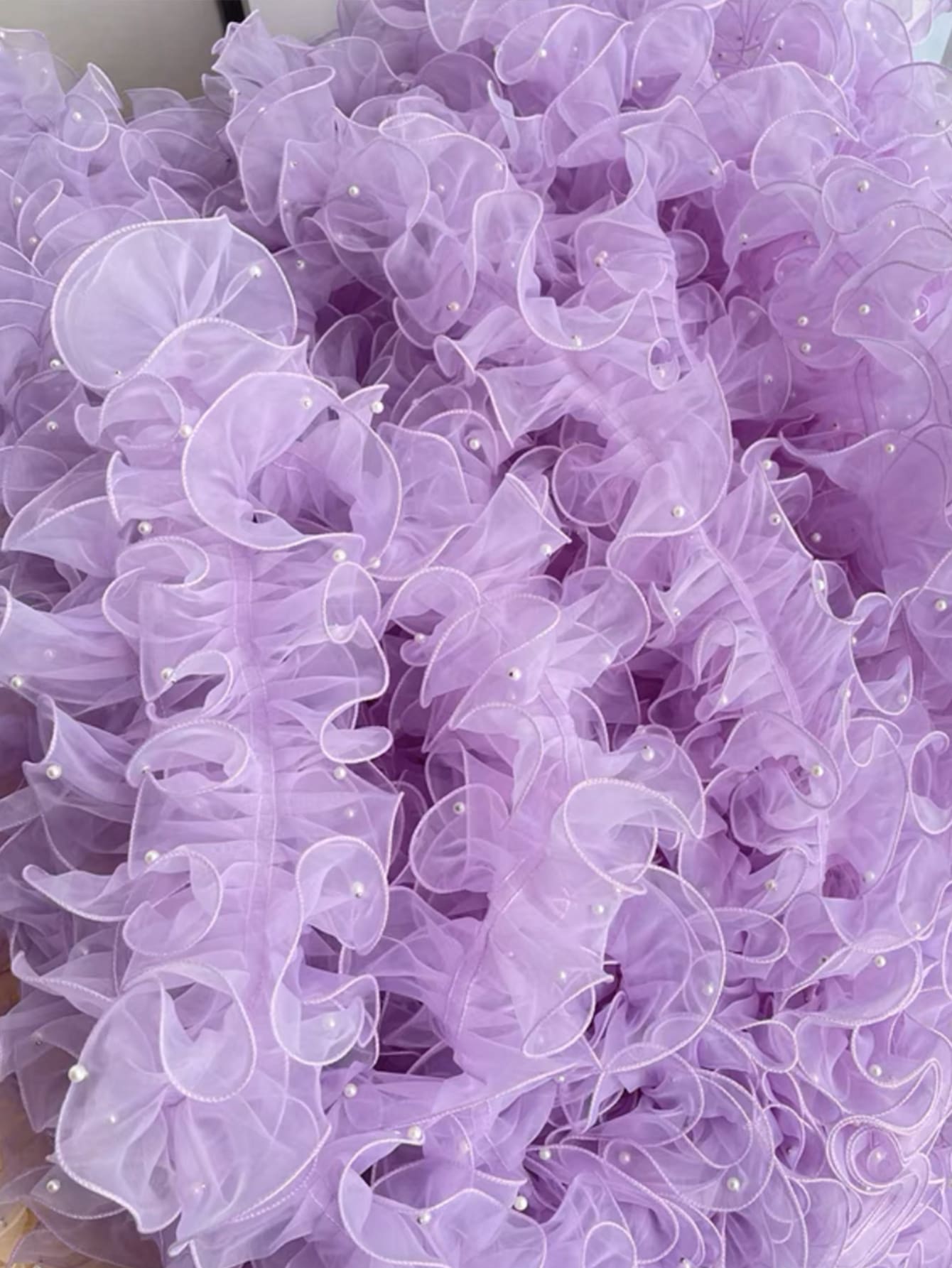 1pc Polyester DIY Webbing, Modern Faux Pearl Decor Decor Decorative Webbing For Sewing - Purple - View 1