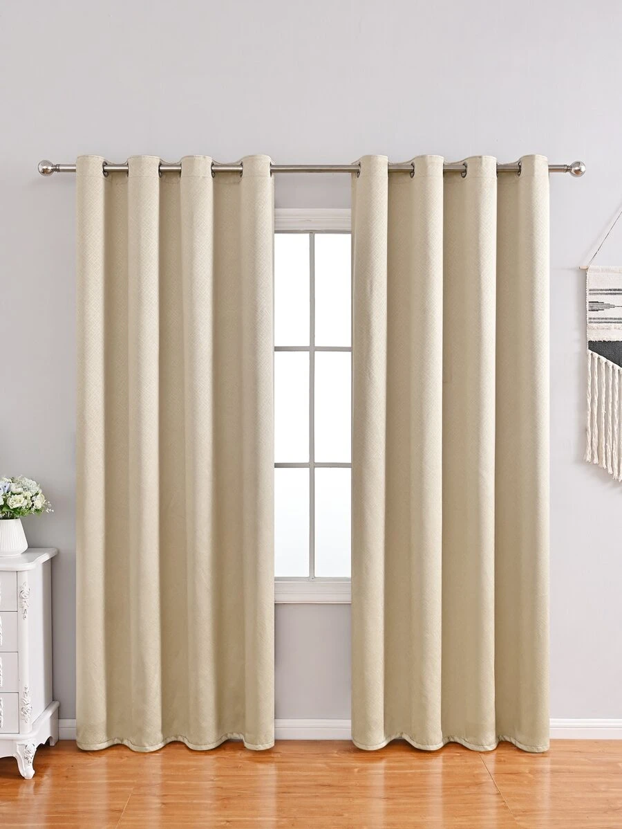 Solid Color Single Panel Curtain, Minimalist Polyester Single Panel Blackout Curtain For Bedroom And Living Room - Beige - View 1